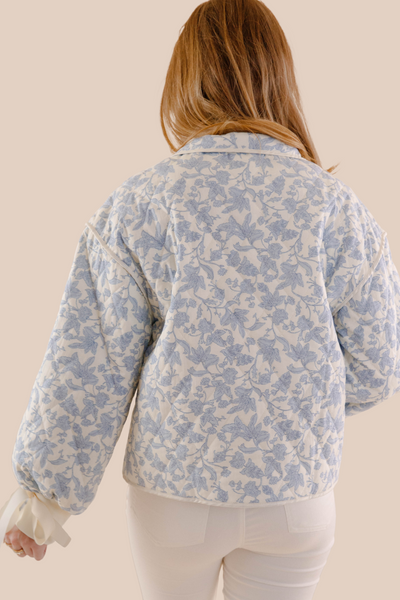 Floral Quilted Jacket- Women's Blue Quilted Jacket- &Merci Jackets