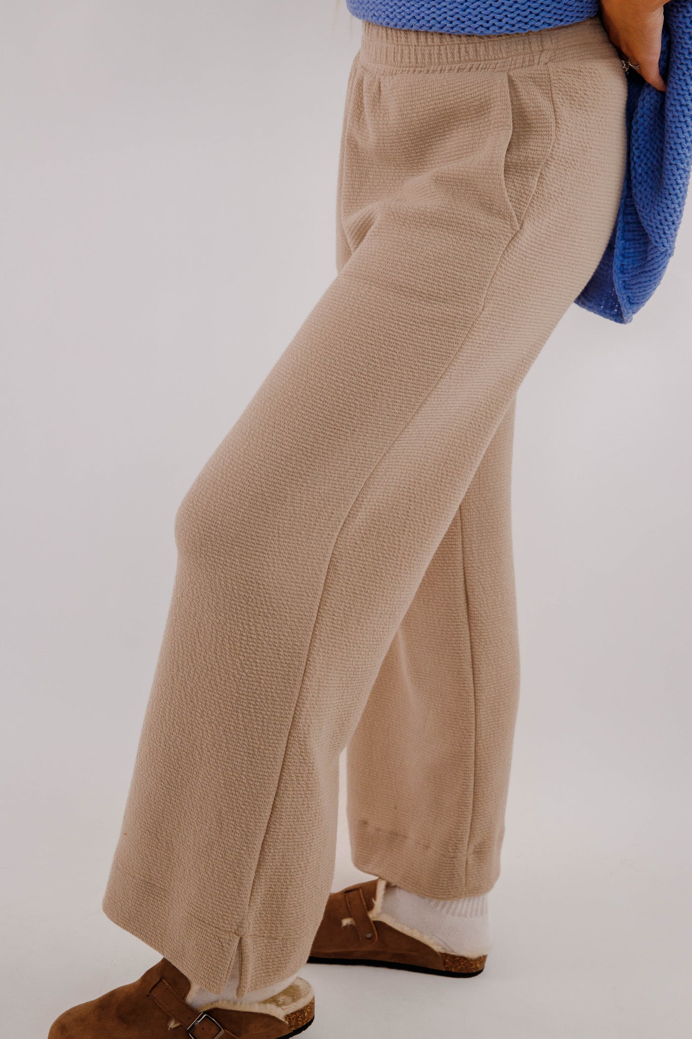 Textured Knit Lounge Pants- Women's Taupe Loungewear- Women's Travel Outfit