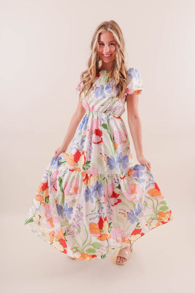 Pastel Floral Maxi Dress- Women's Cotton Maxi Dress- SugarLips Maxi Dresses