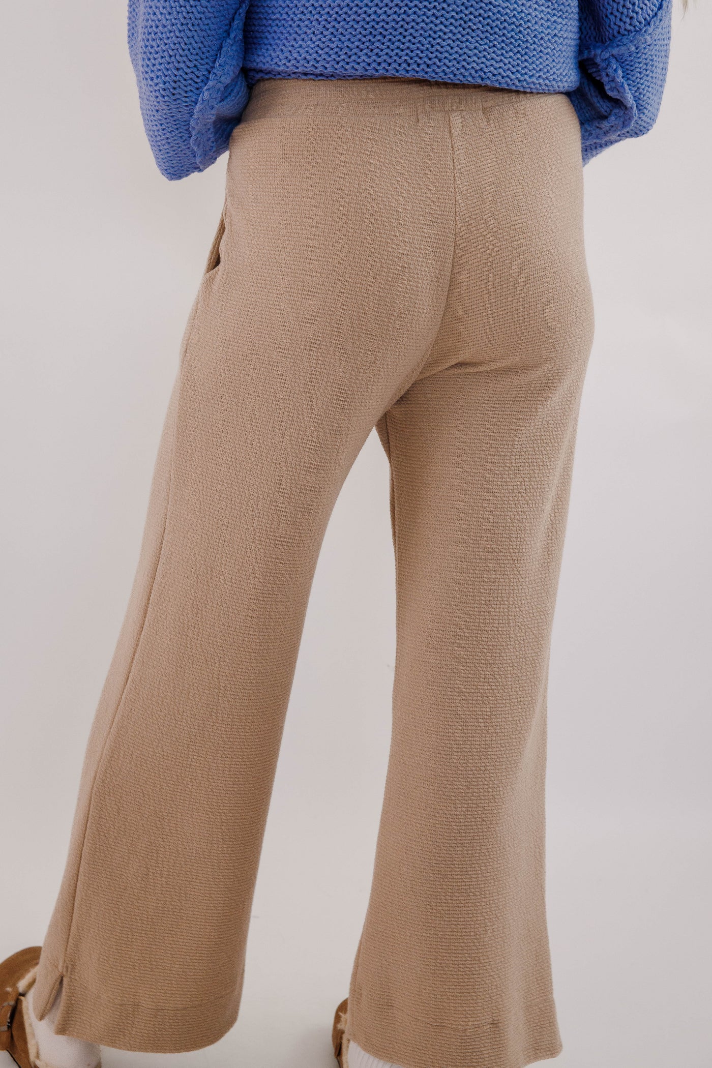 Textured Knit Lounge Pants- Women's Taupe Loungewear- Women's Travel Outfit