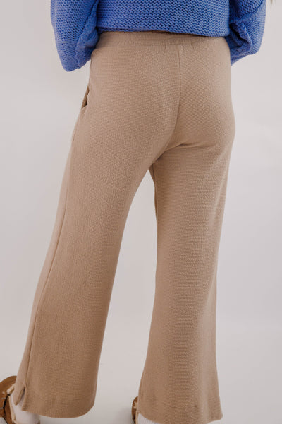 Textured Knit Lounge Pants- Women's Taupe Loungewear- Women's Travel Outfit