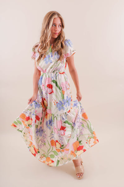 Pastel Floral Maxi Dress- Women's Cotton Maxi Dress- SugarLips Maxi Dresses