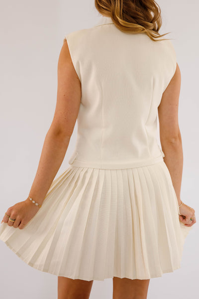 Women's Beige Blazer Dress- Pleated Blazer Dress- Women's Trending Dresses