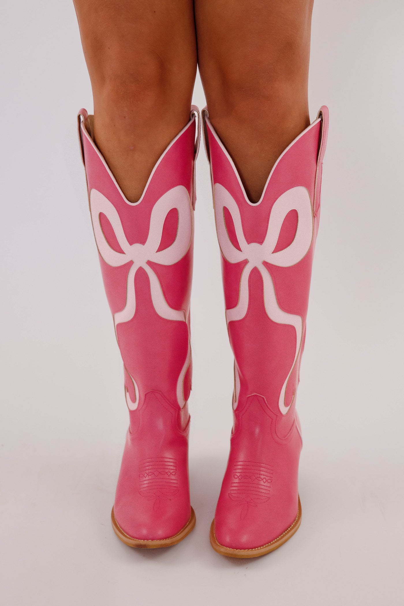 Western Style Bow Boots- Women's Pink Bow Tall Boots- Mi.iM Bow Boots