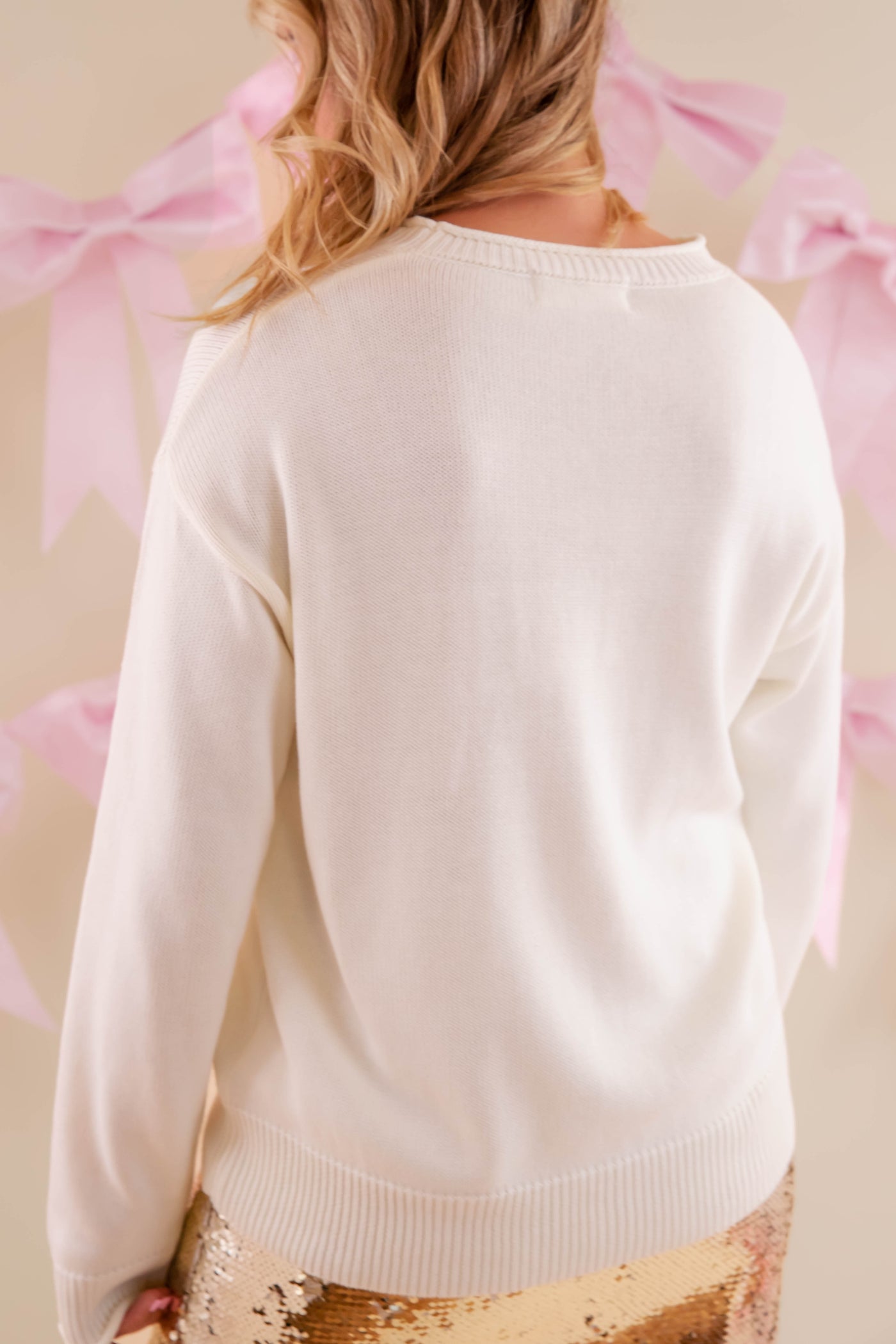 Espresso Martini Bow Sweater- Knitted Martini Sweater- LeLis Martini Sweater