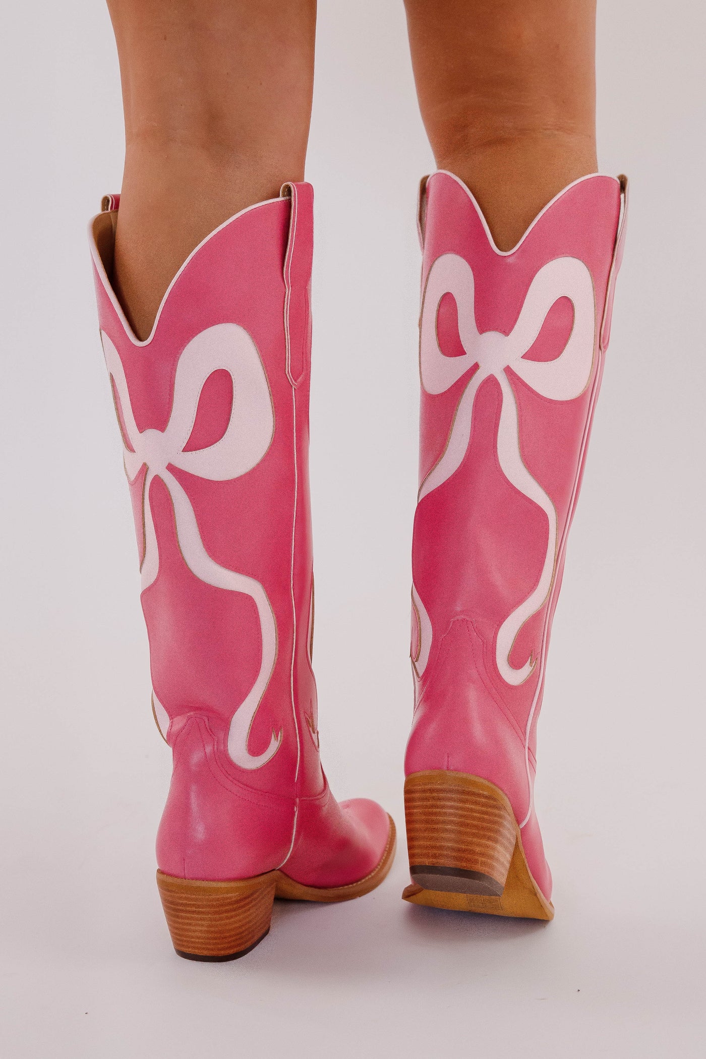 Western Style Bow Boots- Women's Pink Bow Tall Boots- Mi.iM Bow Boots