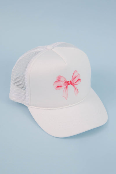 Bow Trucker Hat-White