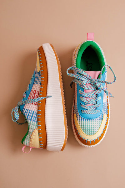 Colorful Knit Sneakers- Rainbow Platform Sneakers- Women's Rainbow Sneakers