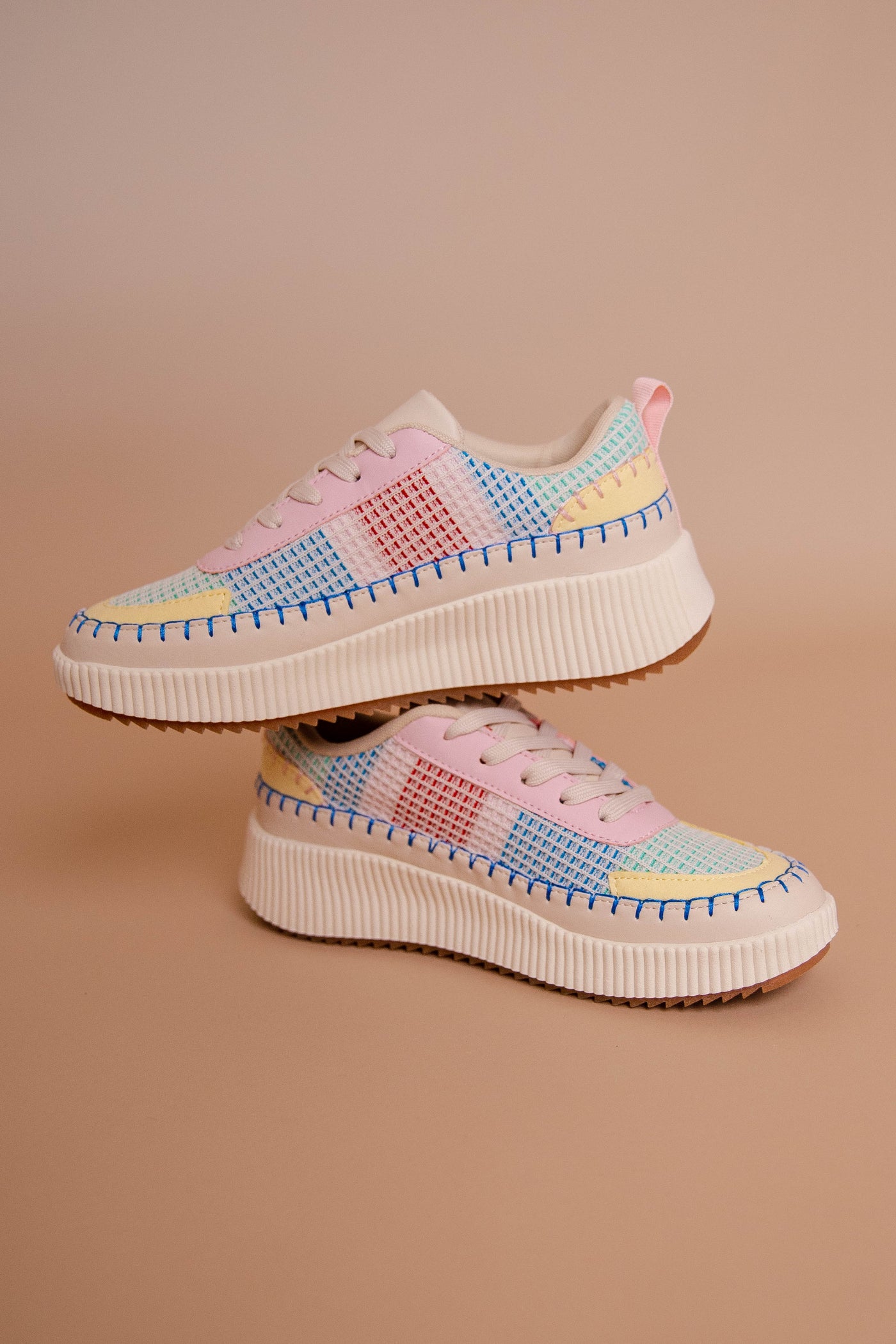 Colorful Knit Sneakers- Rainbow Platform Sneakers- Women's Rainbow Sneakers