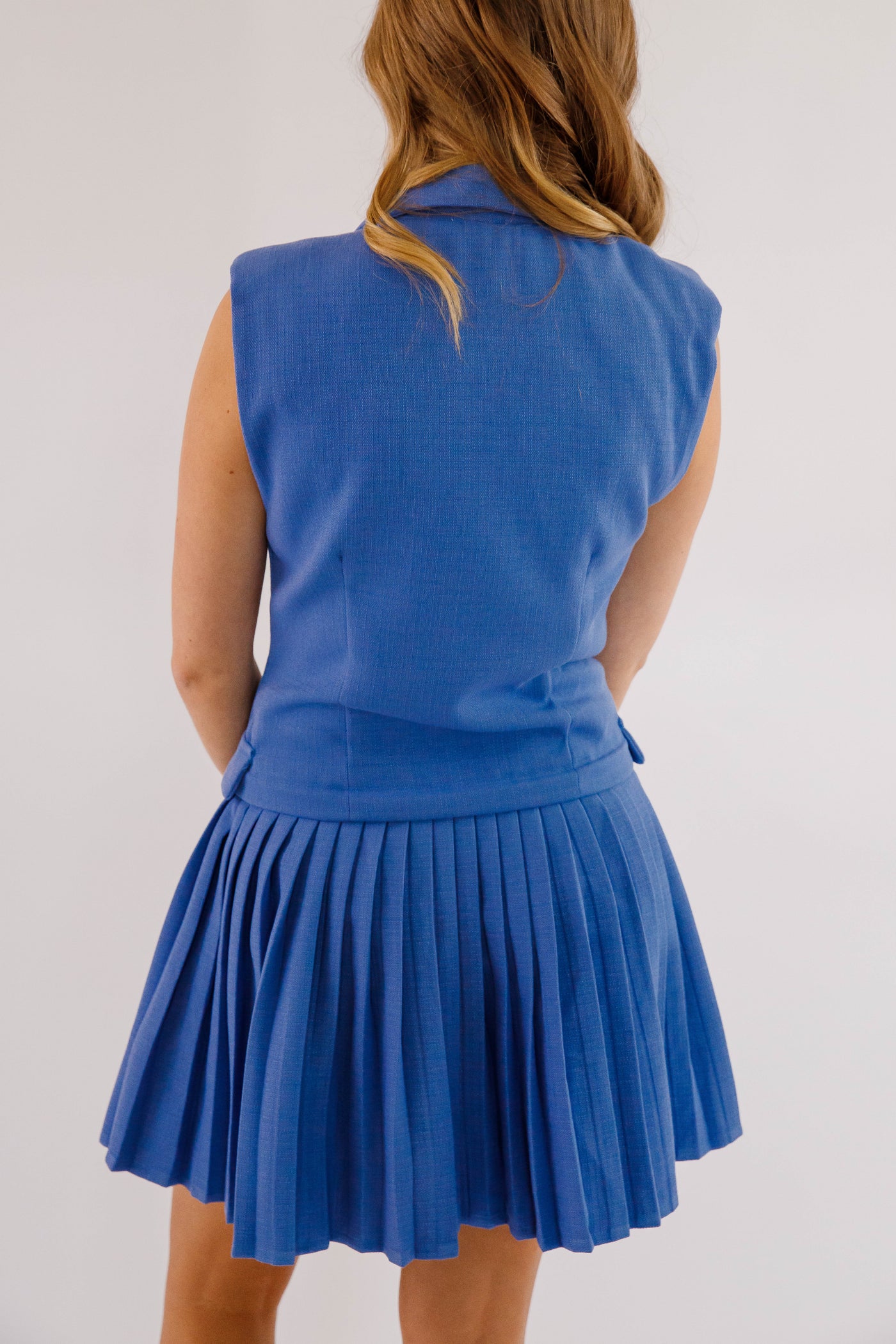 Women's Blue Blazer Dress- Pleated Blazer Dress- Women's Trending Dresses