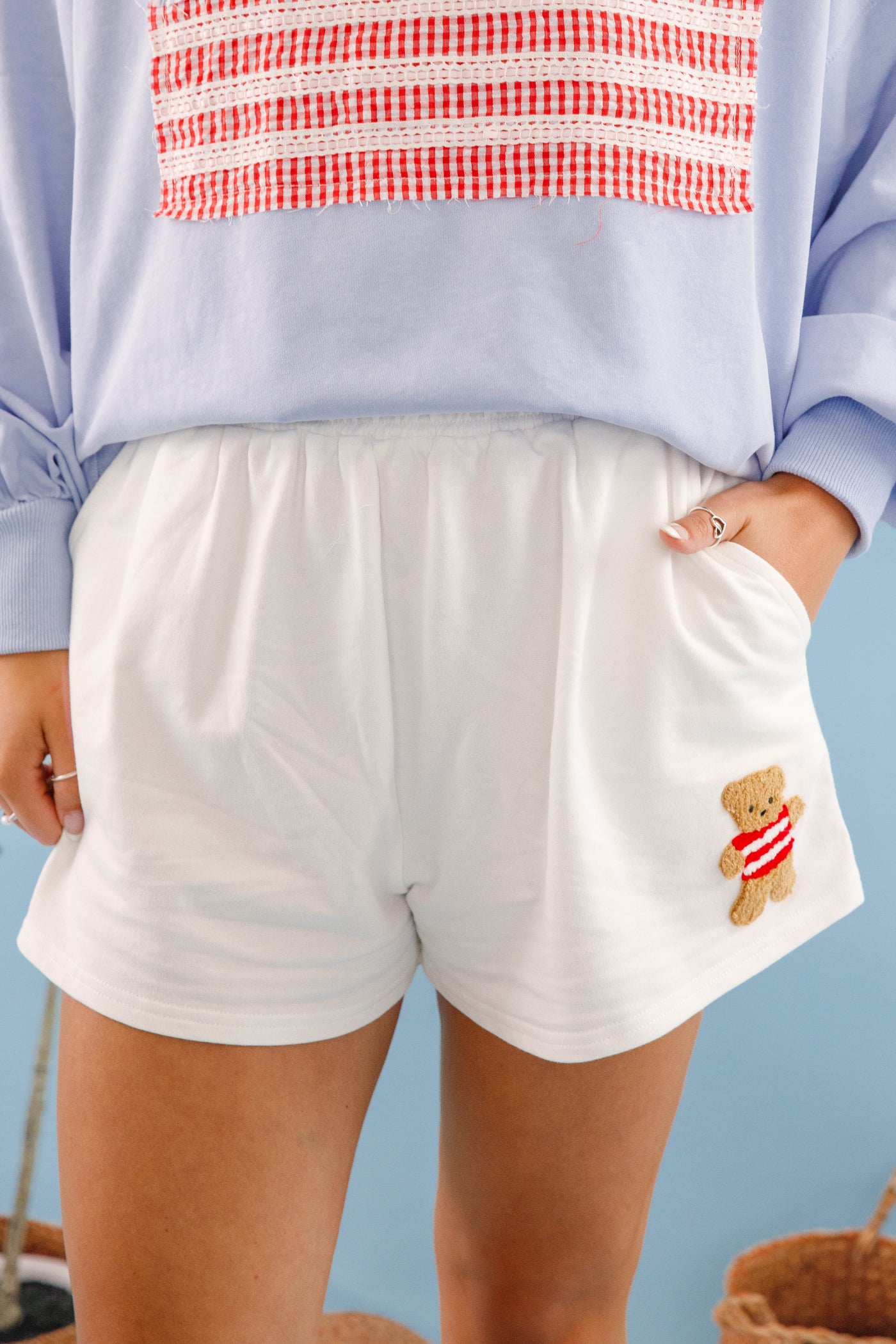 Women's Cotton Teddybear Shorts- Embroidered Teddybear Shorts for Women