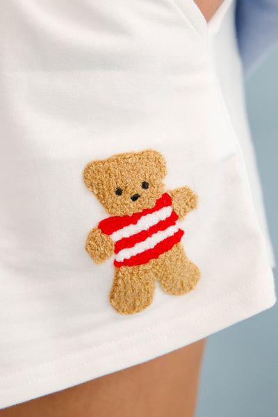 Women's Cotton Teddybear Shorts- Embroidered Teddybear Shorts for Women