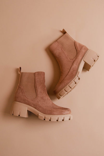 Chunky Ankle Boots- Faux Suede Trendy Boot- 90s Style Boots