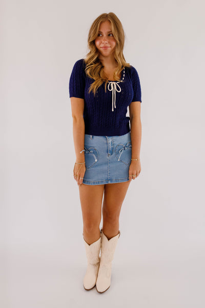 Meet Me Again Denim Mini Skirt