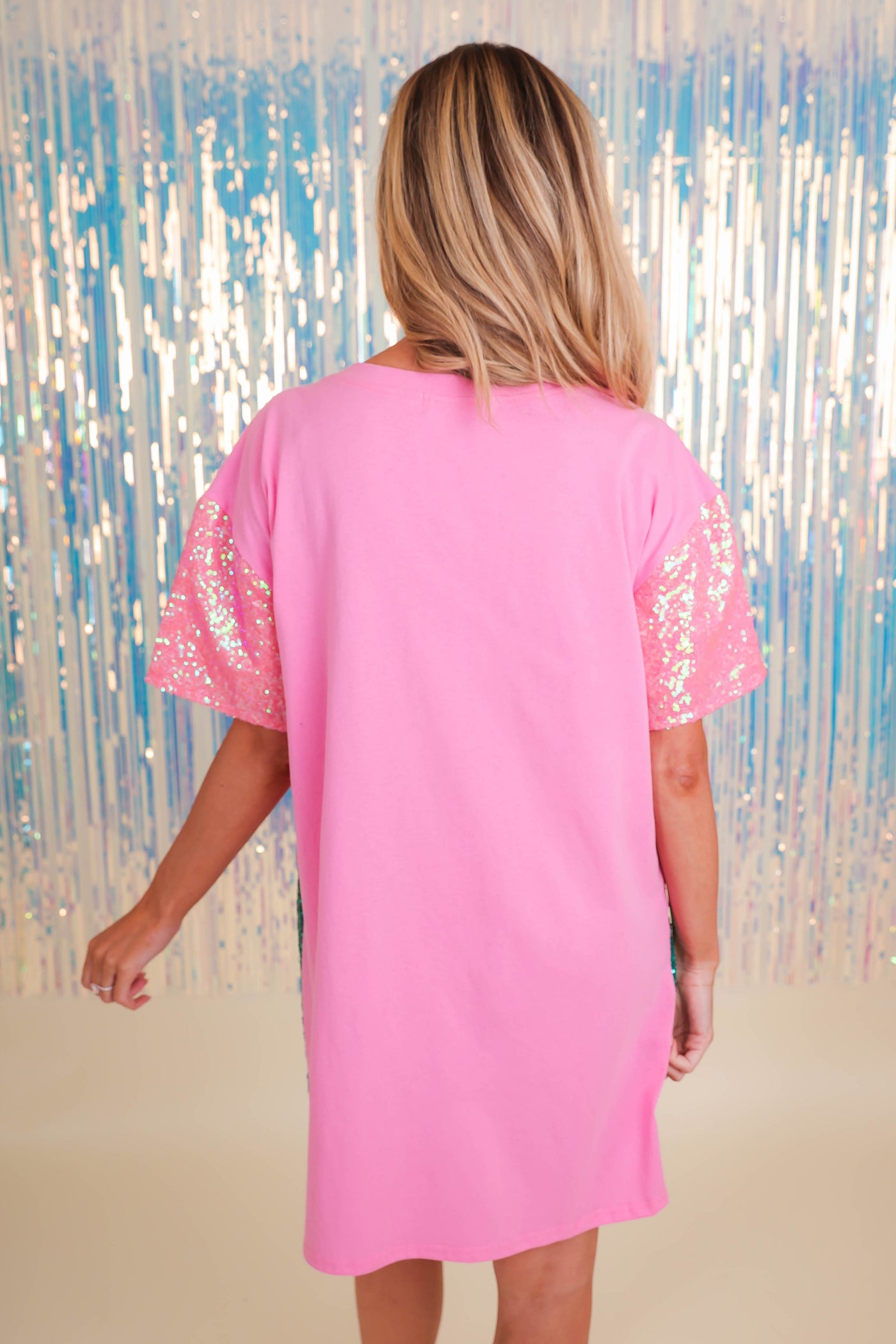 Sequin T-Shirt Dress- Women's Fun Colorful Sequin Dress- Sparkle Queen Dress