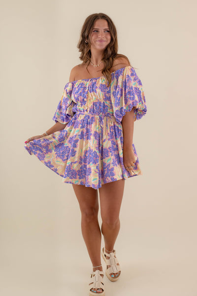 Floral Puff Sleeve Dress- Flirty Mini Dress- Off The Shoulder Tulle Dress- &Merci Floral Dress