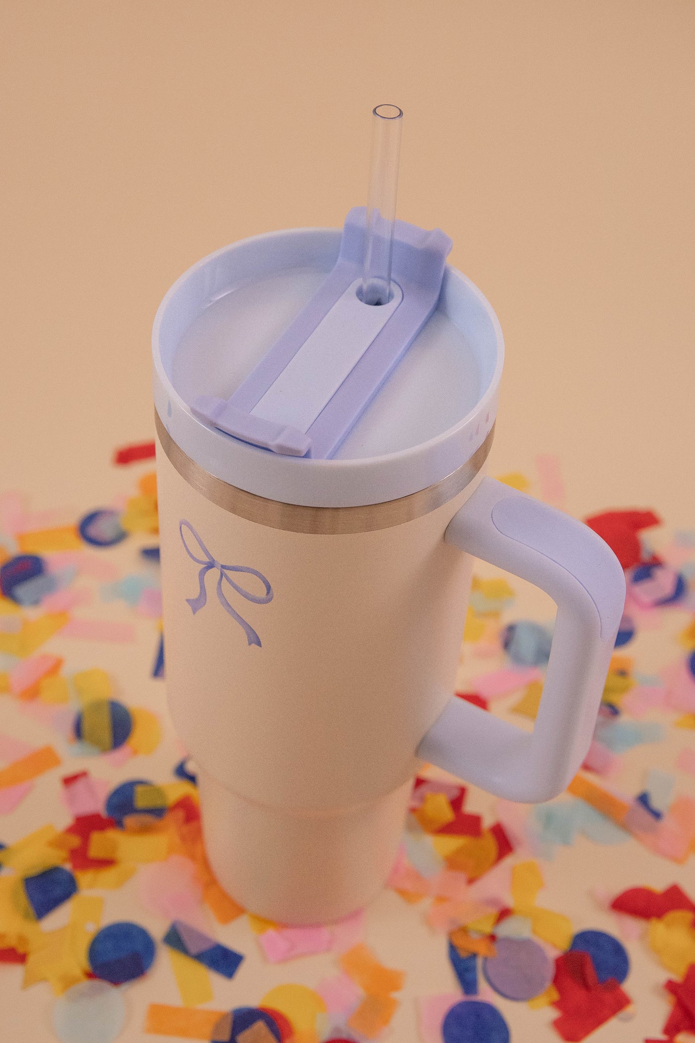 Blue Bow Print Tumbler- 40oz Girly Blue Bow Tumbler