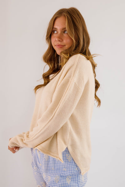 Women's Relaxed Fit Sweater- Women's Soft Sweater- Women's Oatmeal Oversized Sweater