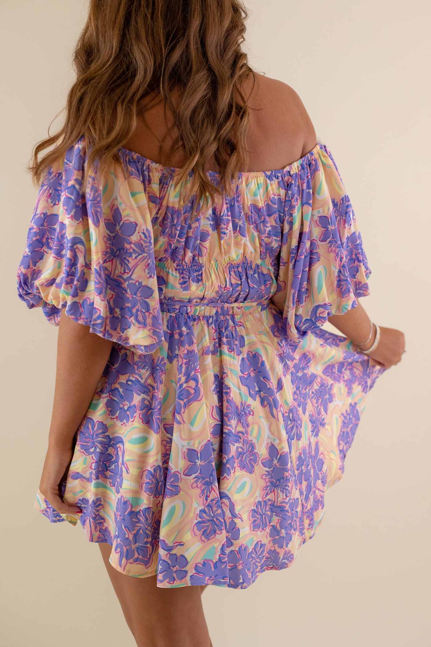 Floral Puff Sleeve Dress- Flirty Mini Dress- Off The Shoulder Tulle Dress- &Merci Floral Dress