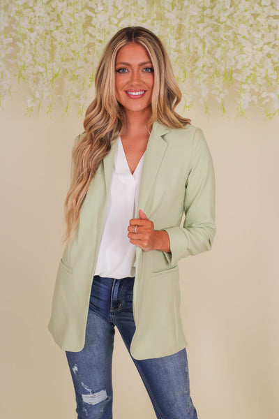 Women's Green Blazer- Fun Green Blazer- Trendy Women's Blazer- Love Tree Blazer