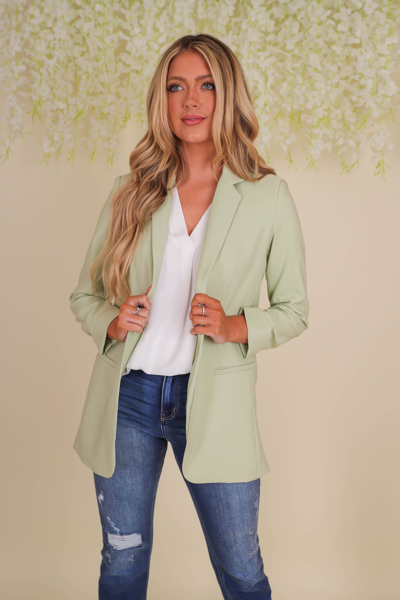 Women's Green Blazer- Fun Green Blazer- Trendy Women's Blazer- Love Tree Blazer