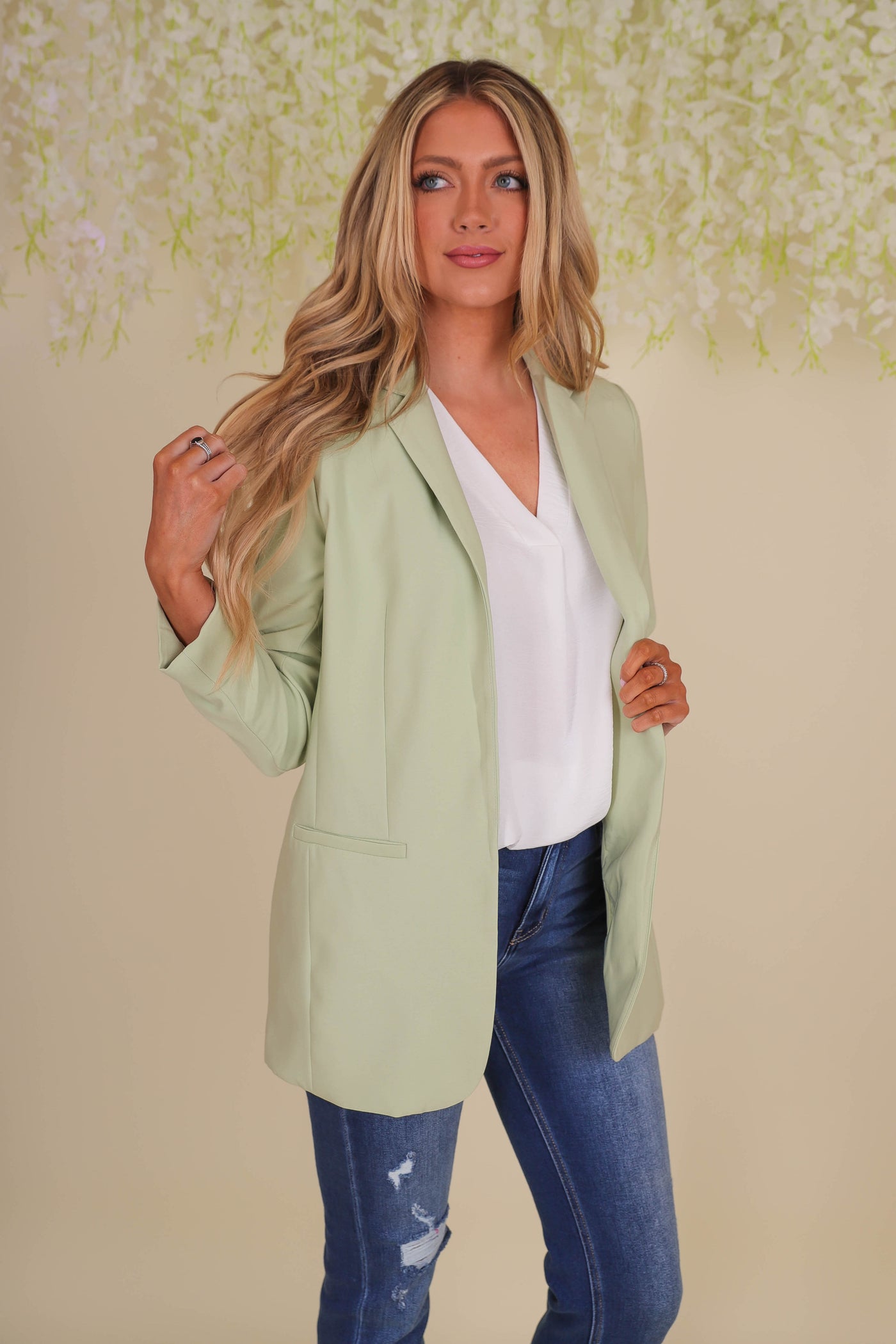 Women's Green Blazer- Fun Green Blazer- Trendy Women's Blazer- Love Tree Blazer