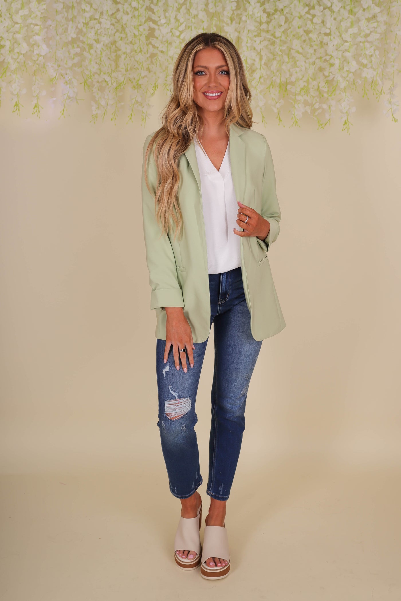 Women's Green Blazer- Fun Green Blazer- Trendy Women's Blazer- Love Tree Blazer