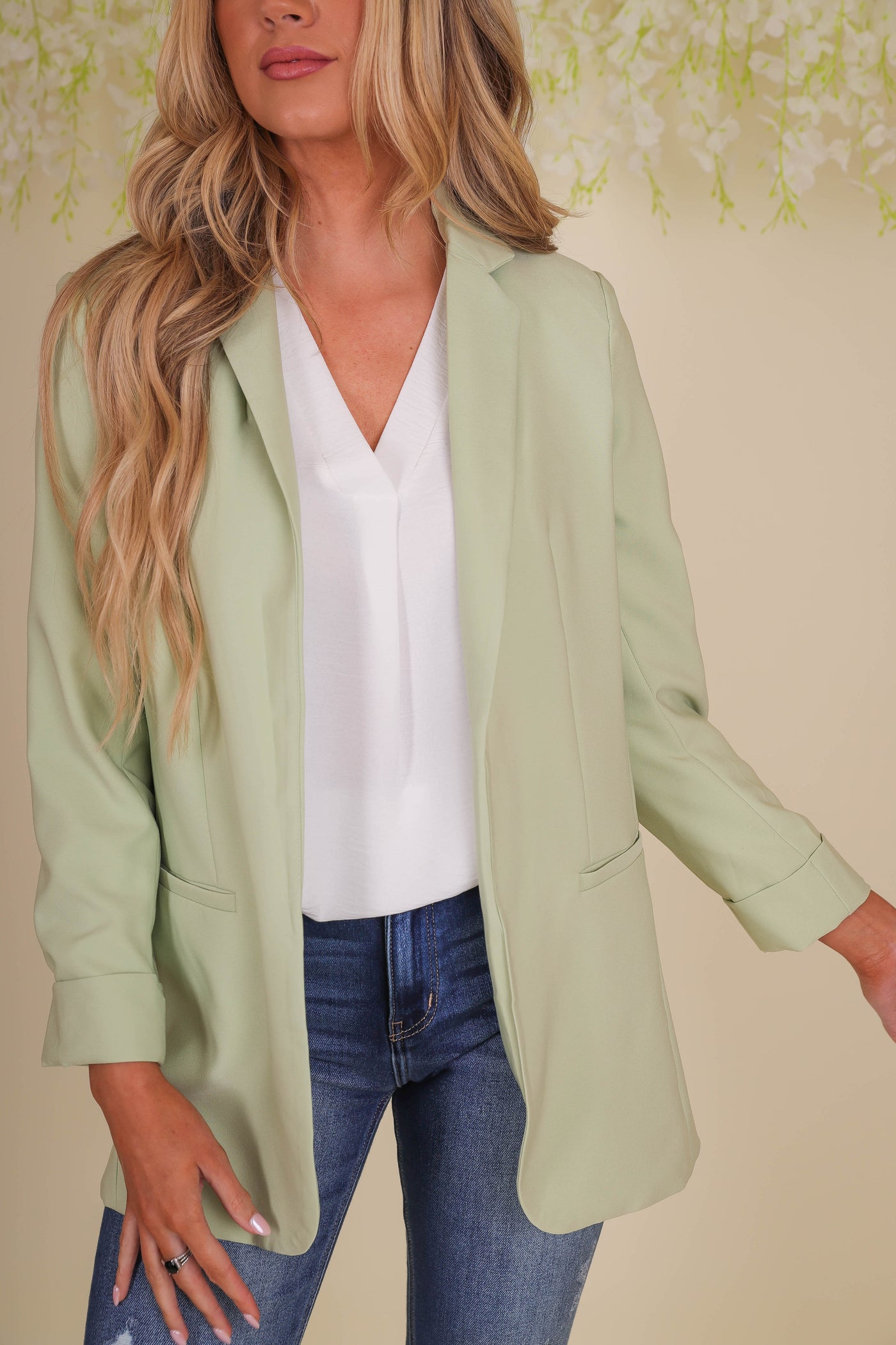 Women's Green Blazer- Fun Green Blazer- Trendy Women's Blazer- Love Tree Blazer