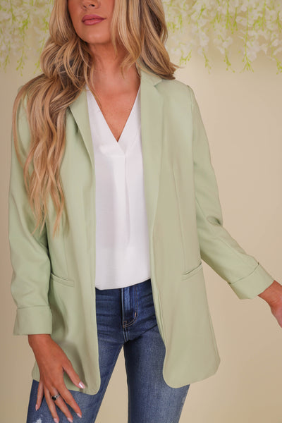 Women's Green Blazer- Fun Green Blazer- Trendy Women's Blazer- Love Tree Blazer