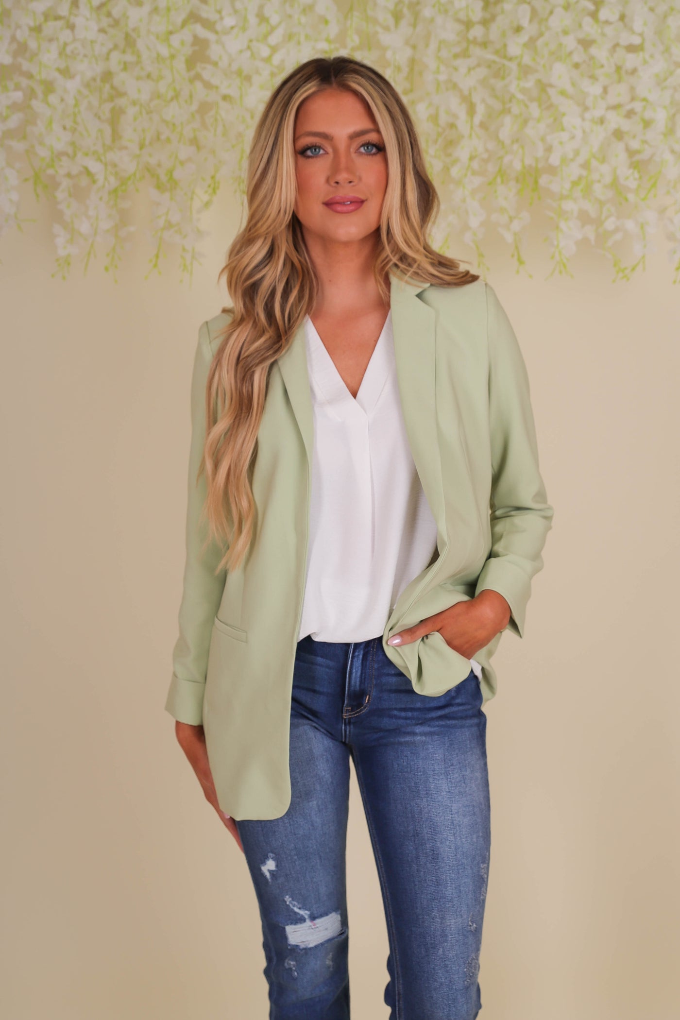 Women's Green Blazer- Fun Green Blazer- Trendy Women's Blazer- Love Tree Blazer