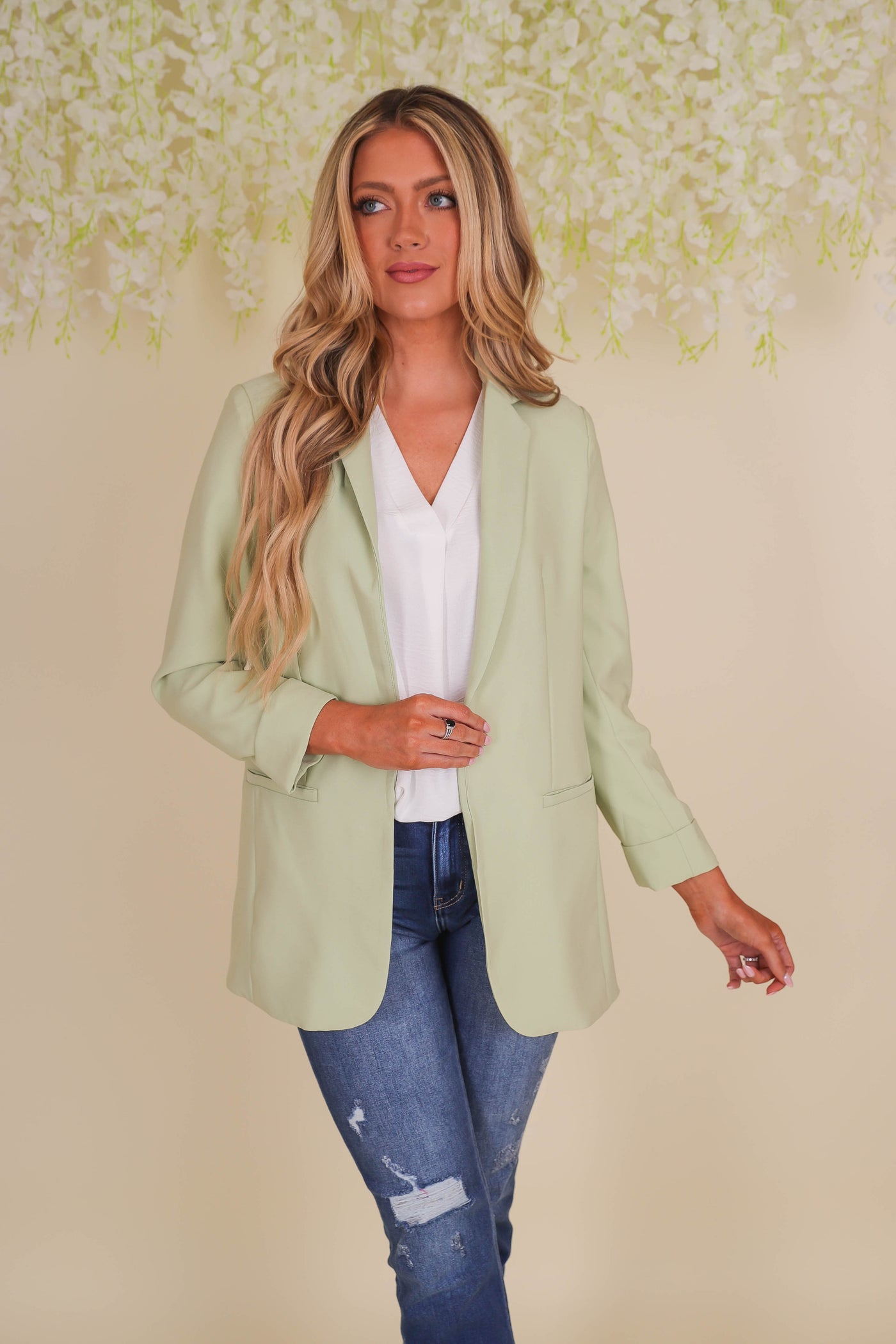 Women's Green Blazer- Fun Green Blazer- Trendy Women's Blazer- Love Tree Blazer