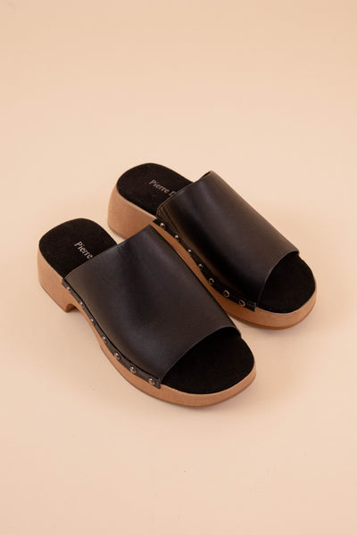 Women's Black Mules- Trendy Mule Sandals- Pierre Dumas Black Clogs