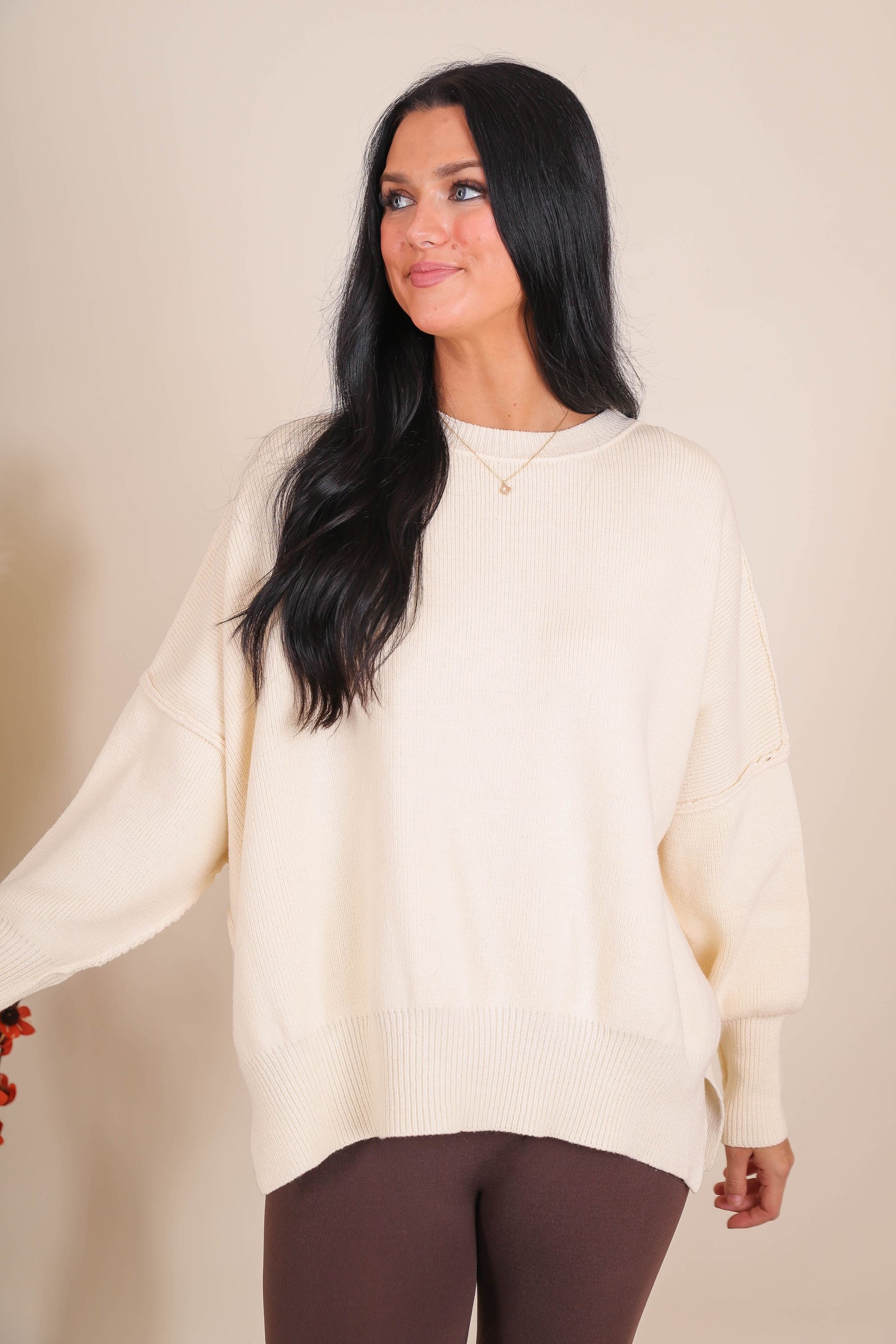 Women's Oversized Sweater- Ivory Sweater- Sweater For Leggings- Free People Sweater Dupe