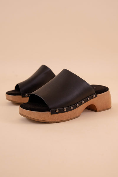 Women's Black Mules- Trendy Mule Sandals- Pierre Dumas Black Clogs