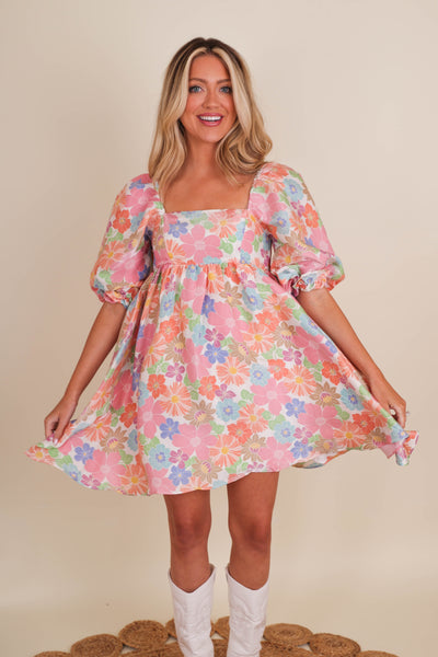 Colorful Babydoll Dress- Vintage Inspired Dress- Storia Dresses