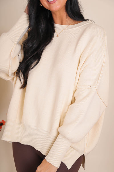 Women's Oversized Sweater- Ivory Sweater- Sweater For Leggings- Free People Sweater Dupe