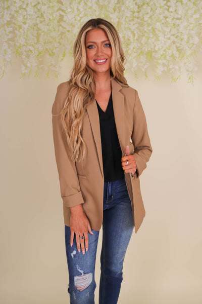 Women's Camel Blazer- Fun Camel Blazer- Trendy Women's Blazer- Love Tree Blazer