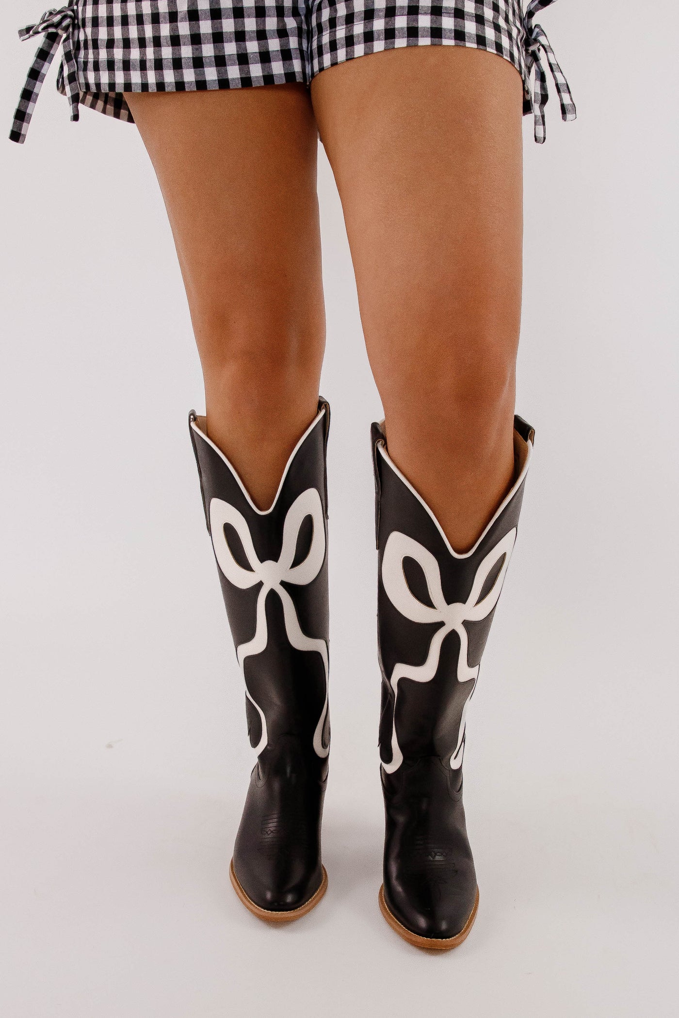 Western Style Bow Boots- Women's Black Bow Tall Boots- Mi.iM Bow Boots