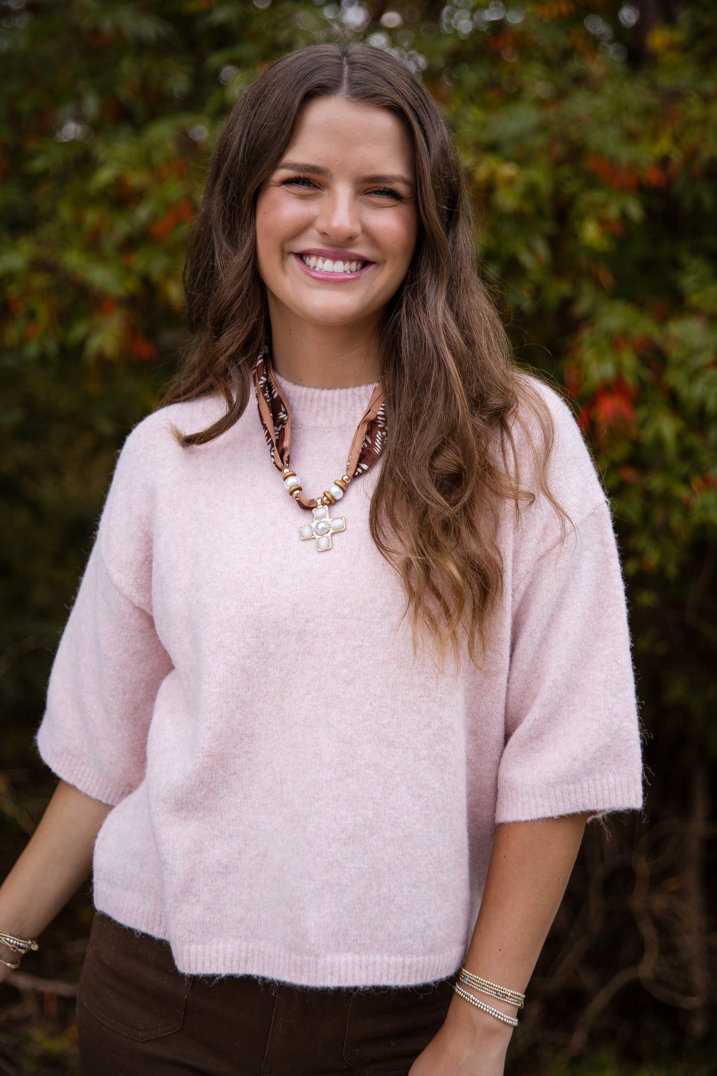 Short Sleeve Sweater Top- Women's Pale Pink Sweater- Women's Soft Sweaters