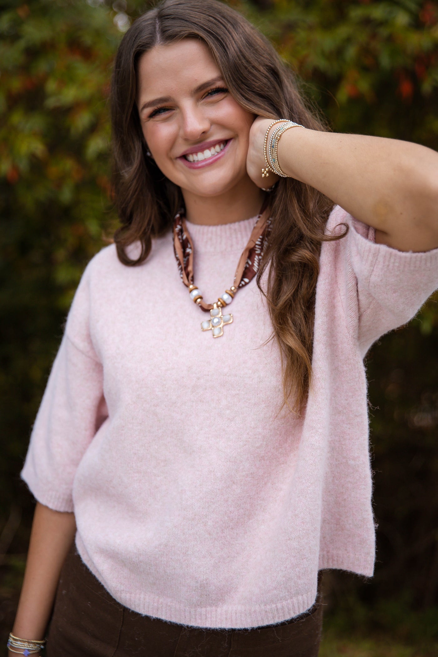 Short Sleeve Sweater Top- Women's Pale Pink Sweater- Women's Soft Sweaters