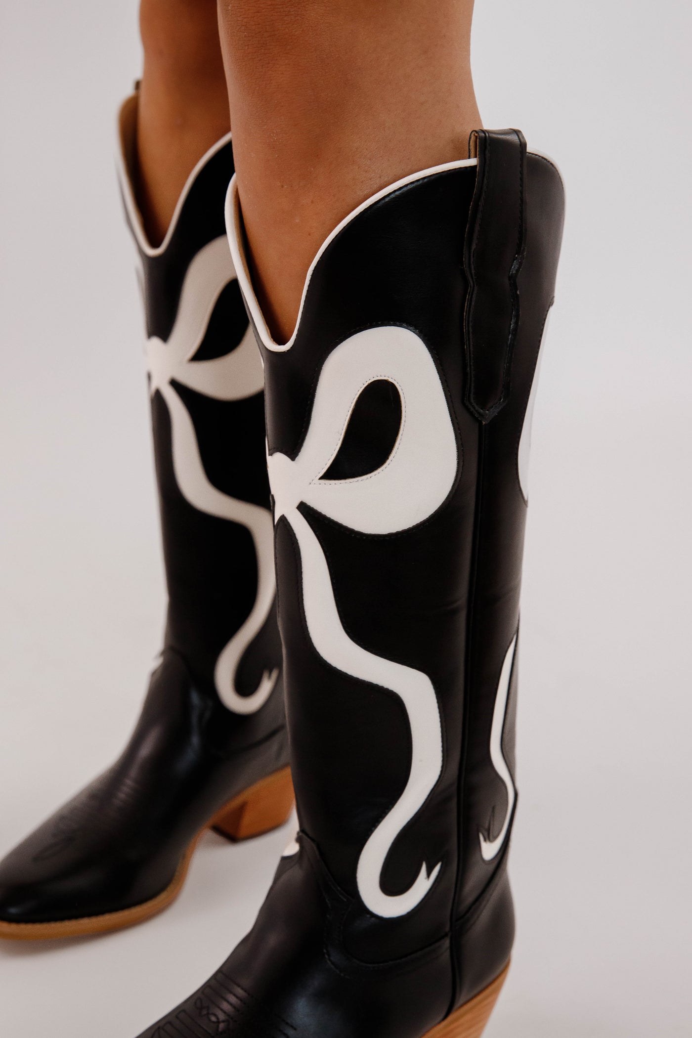 Western Style Bow Boots- Women's Black Bow Tall Boots- Mi.iM Bow Boots