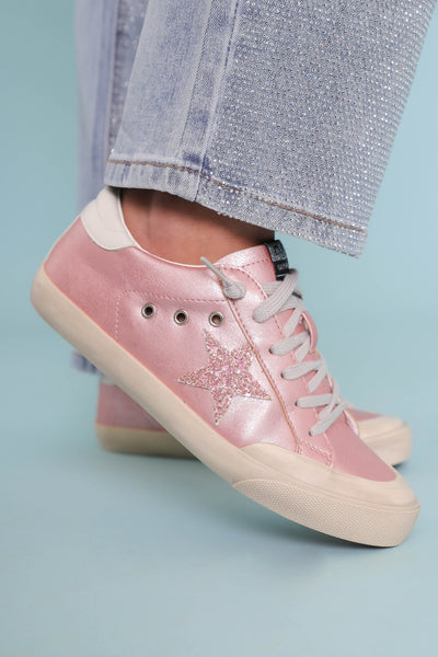 Trendy Star Sneakers- Women's Blush Pink Star Sneakers- MiMi Shoes