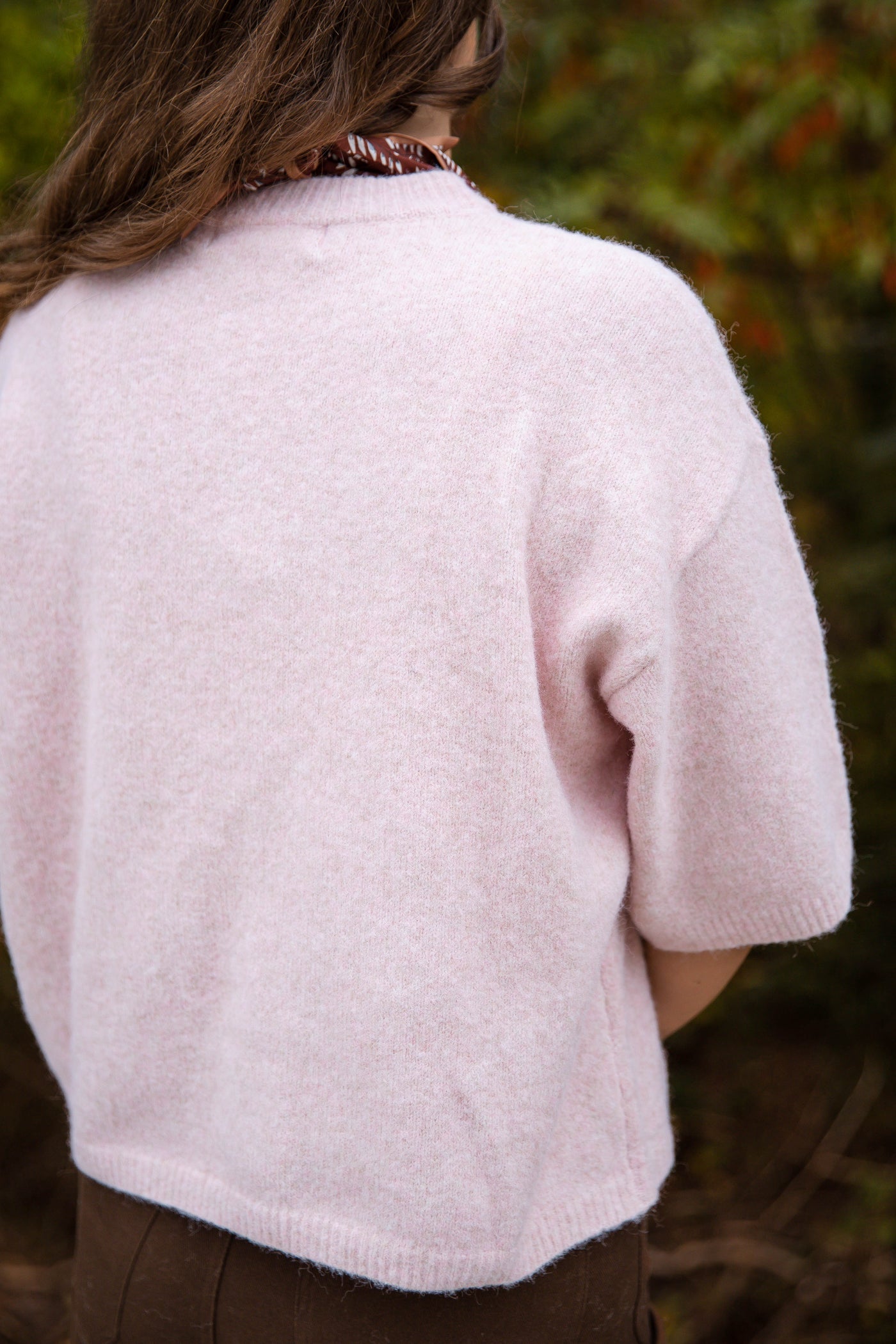 Short Sleeve Sweater Top- Women's Pale Pink Sweater- Women's Soft Sweaters