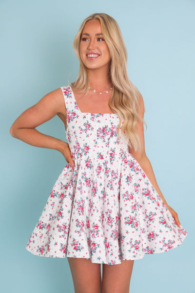 Women's Corset Dress- Women's Dainty Floral Print Dress- Mable Corset Drop Waist Dress