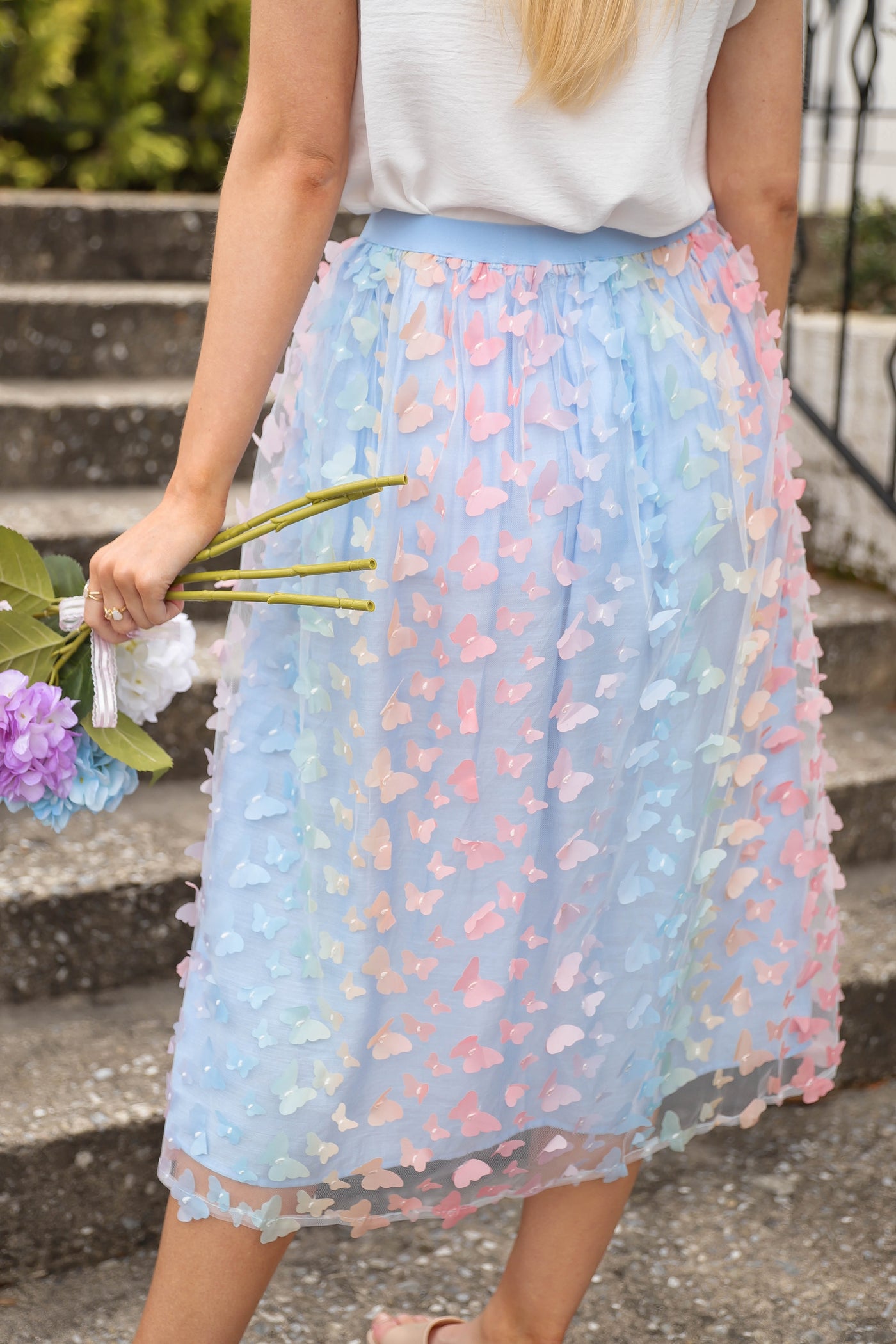3D Butterfly Skirt- Women's Rainbow Pastel Skirt- Women's Butterfly Maxi Skirt