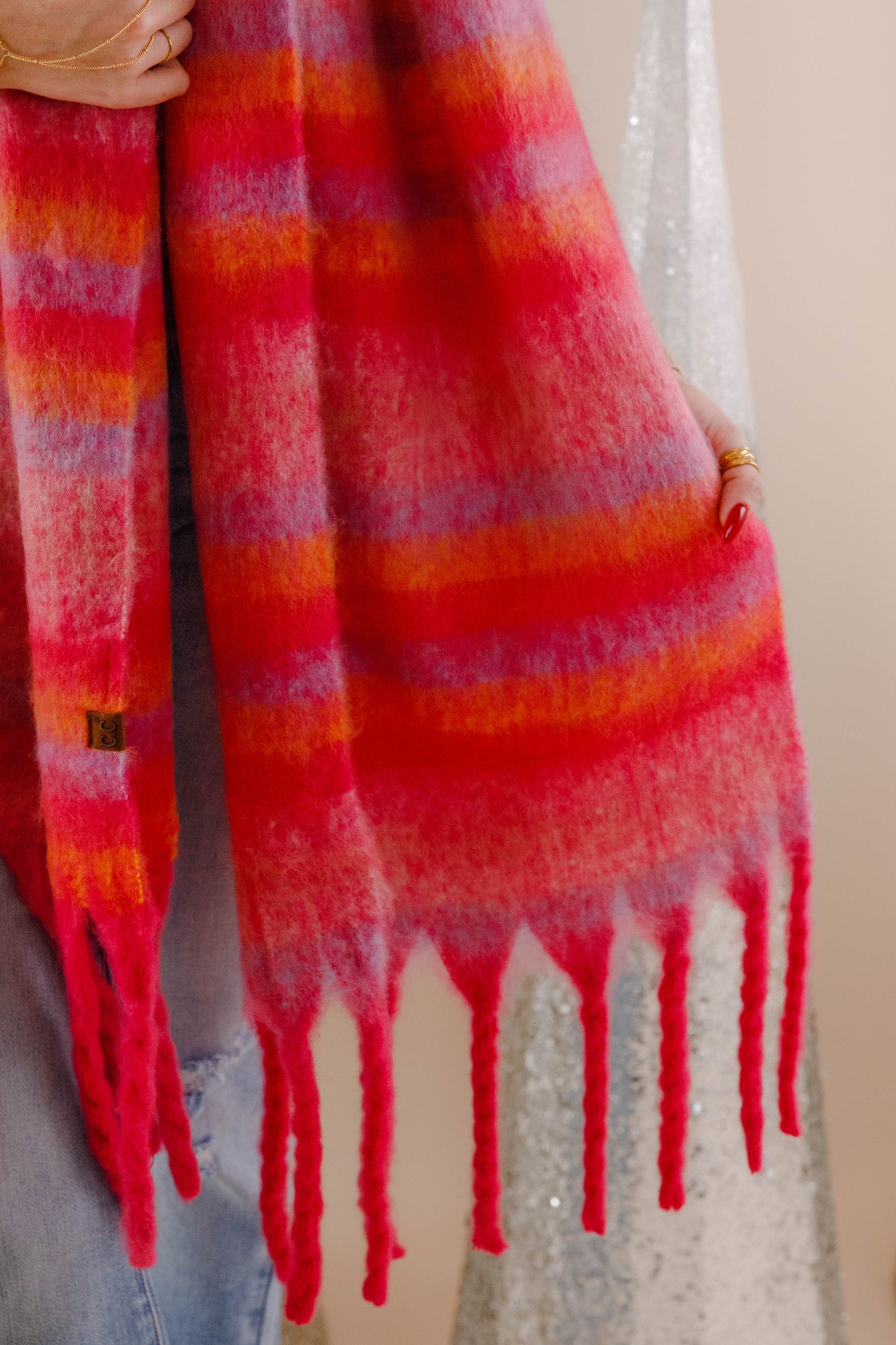 Multi Color Winter Scarf- Oversized Fuzzy Scarf- Blanket Scarf For Winter