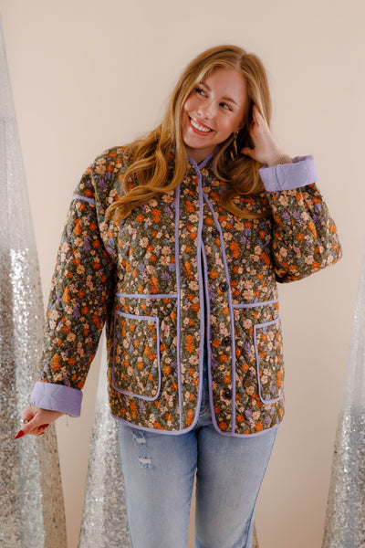 Floral Quilted Jacket- Women's Cotton Quilted Jacket- In Loom Quilted Jackets