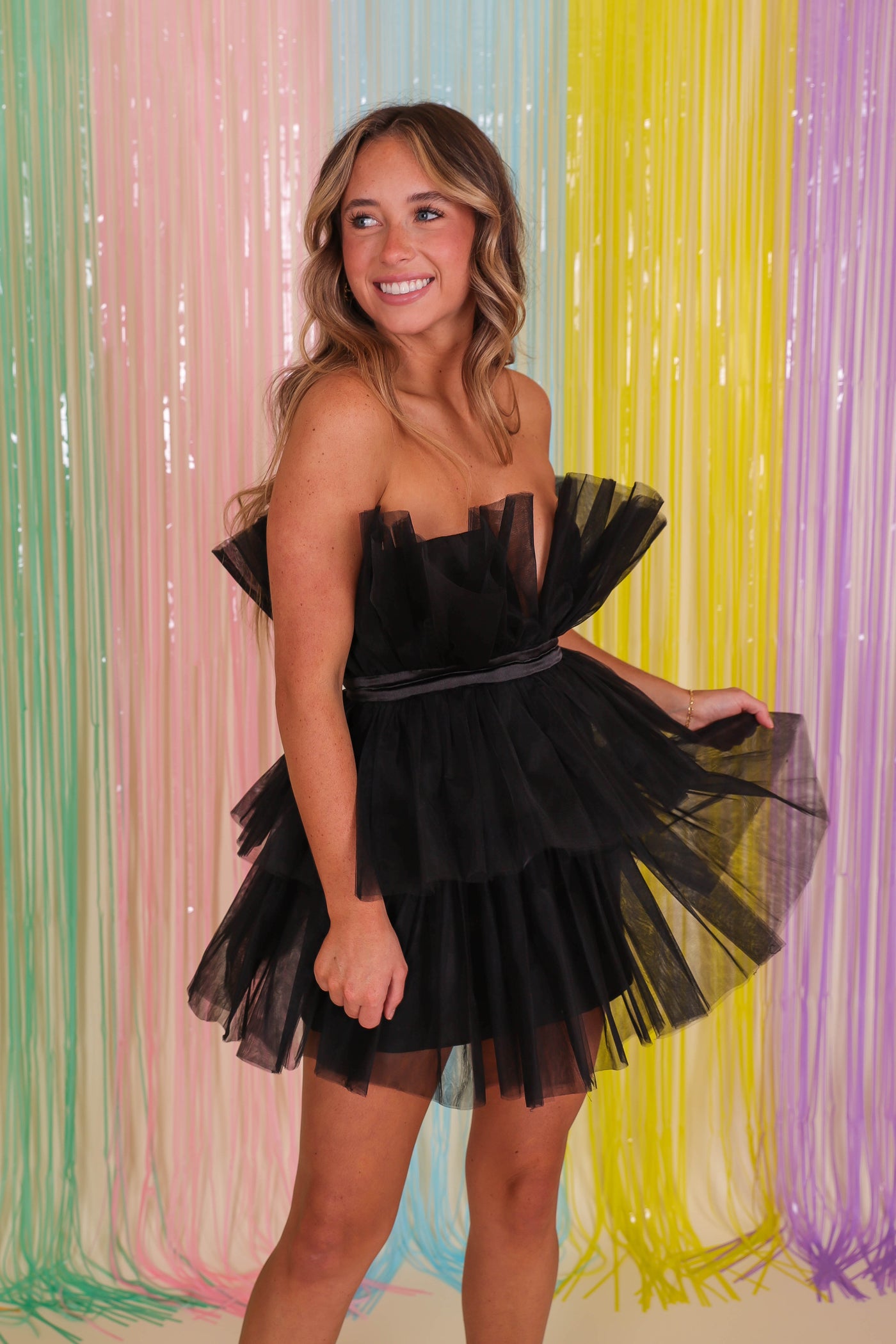 Women's Black Tulle Dress- Black Tulle Mini Dress- Sexy Tulle Dress