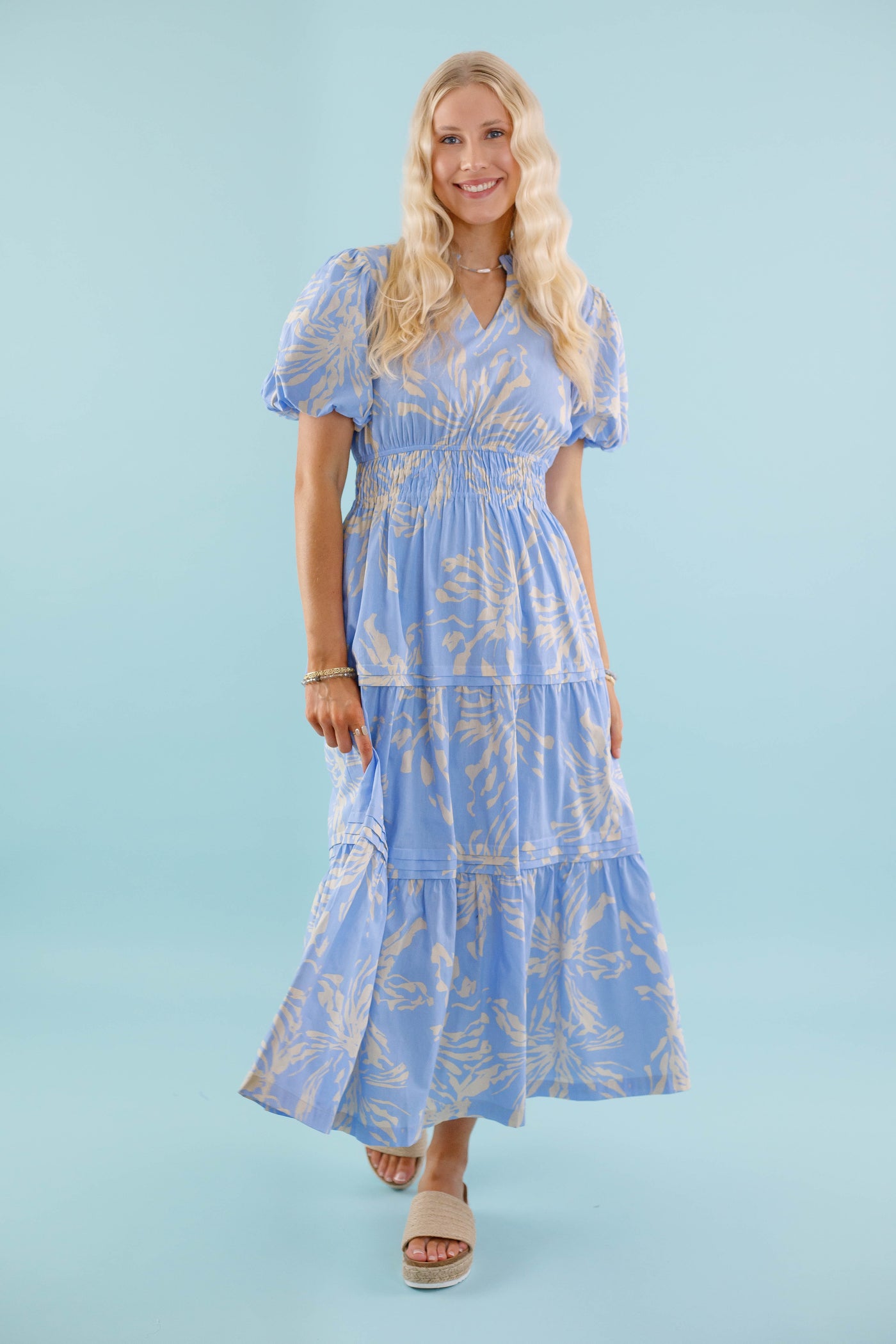 Blue Floral Print Maxi Dress- Women's Modest Dresses- Jodifl Maxi Dress