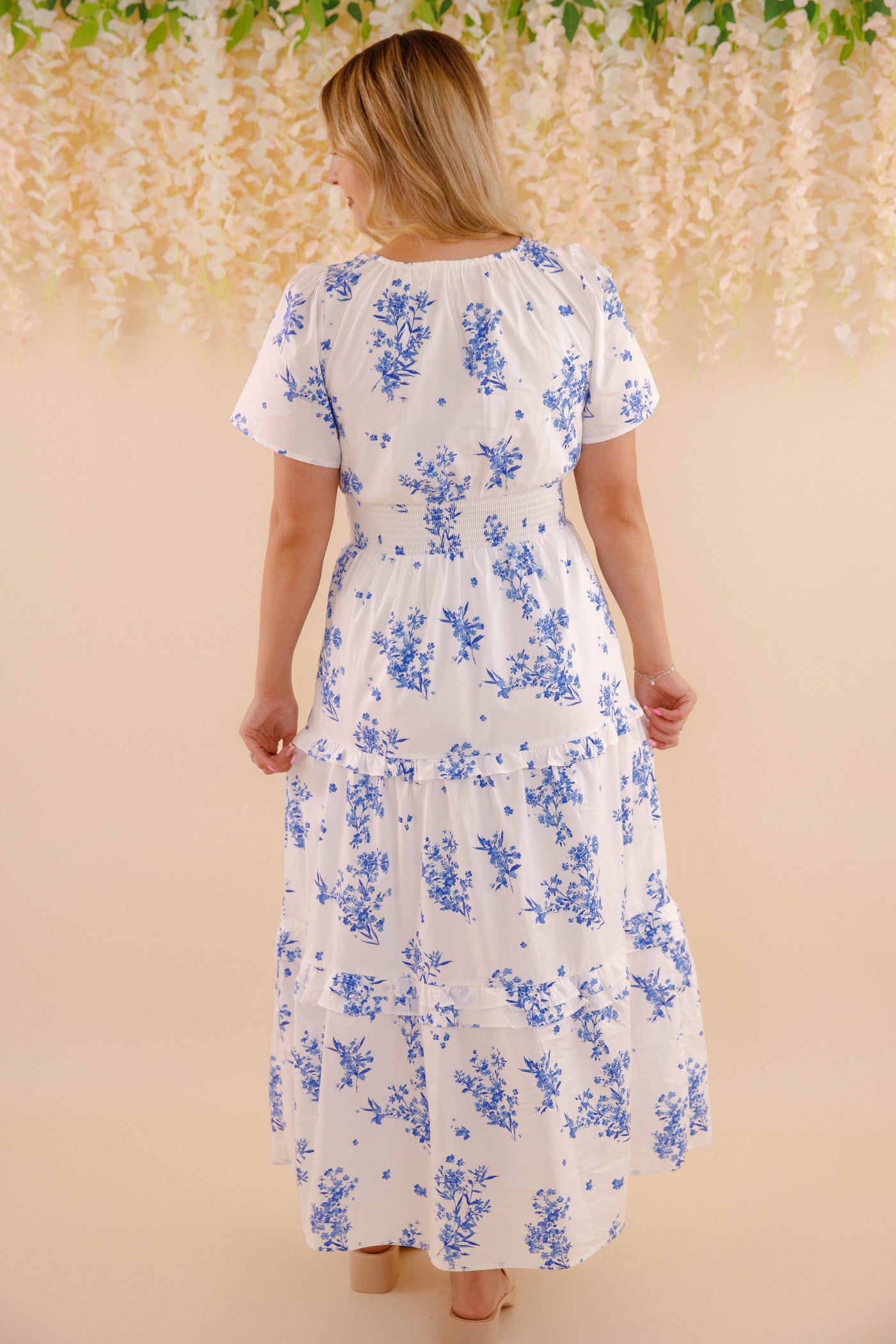Breathable Cotton Maxi Dress- Women's Spring Summer Dresses- SugarLips Blue and White Maxi Dress